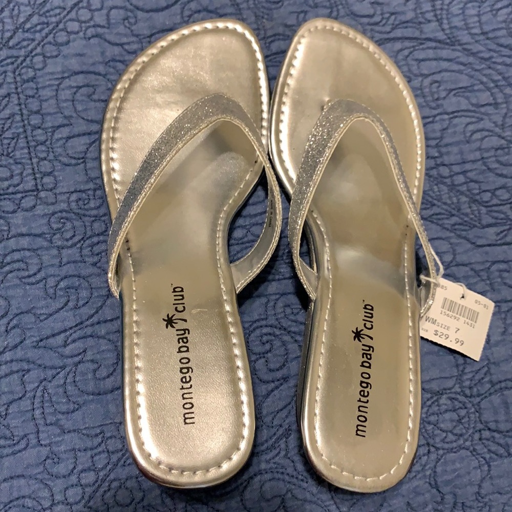 Glitter Wedge Dress Thong Sandels